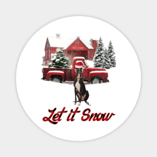 Greyhound Let It Snow Tree Farm Red Truck Christmas Magnet